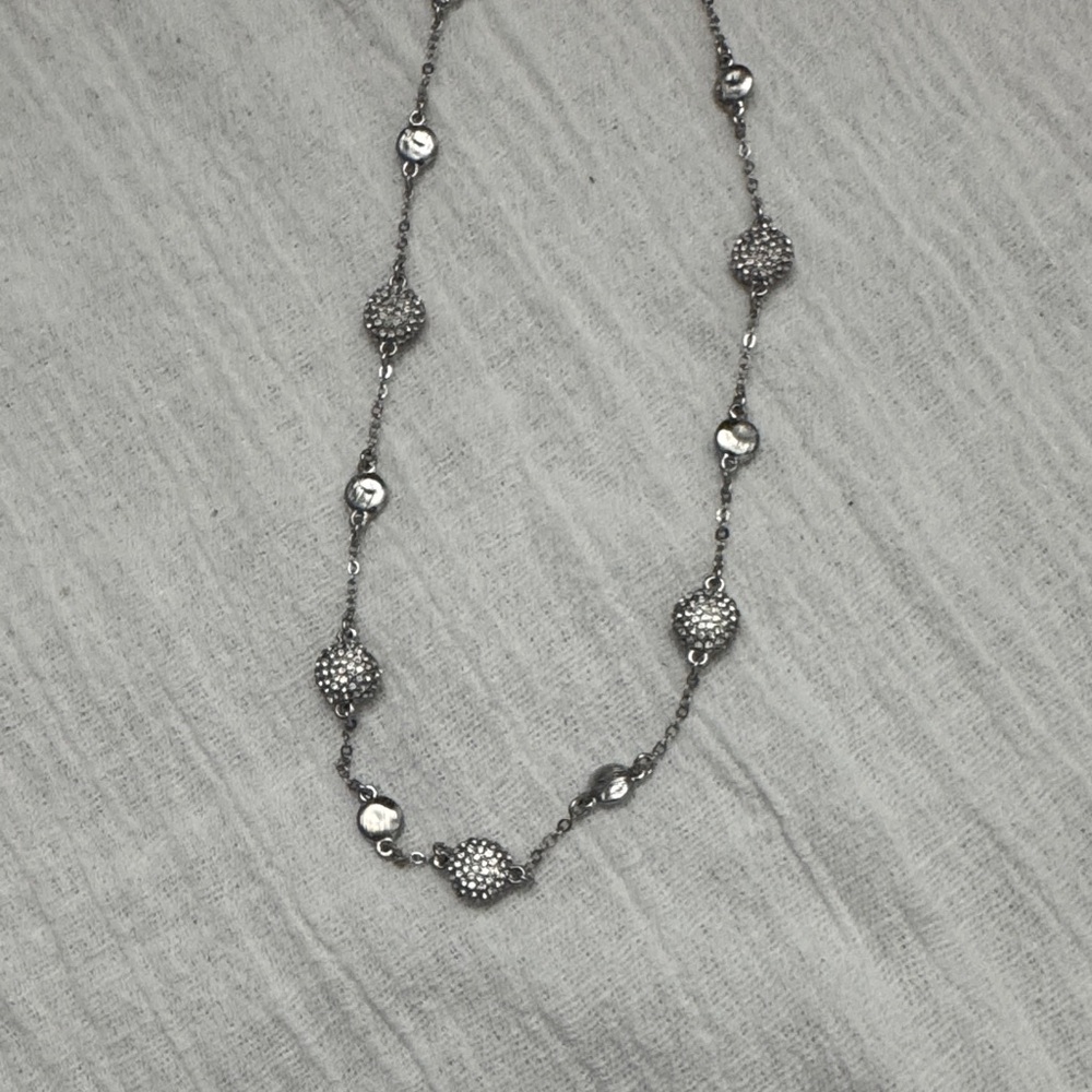 White House Black Market Elegant Silver Necklace with crystals